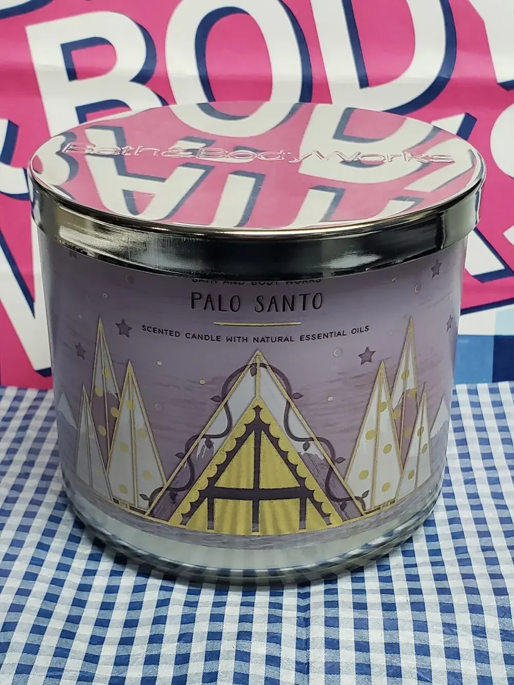BBW Palo Santo Holiday Packaging Large 3 Wick Candle Home Fragrance